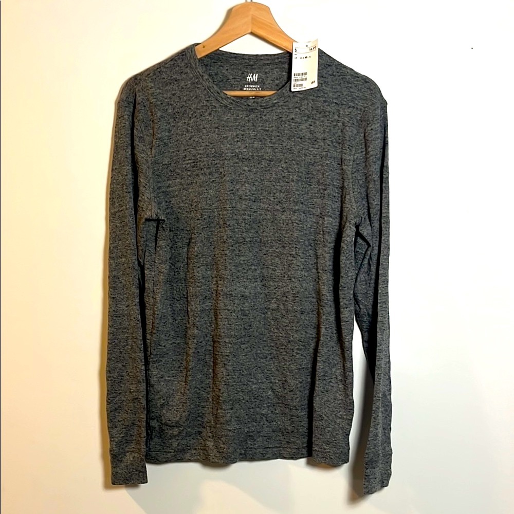 H&M Men's Crewneck Regular Fit Lightweight Long Sleeve Shirt
